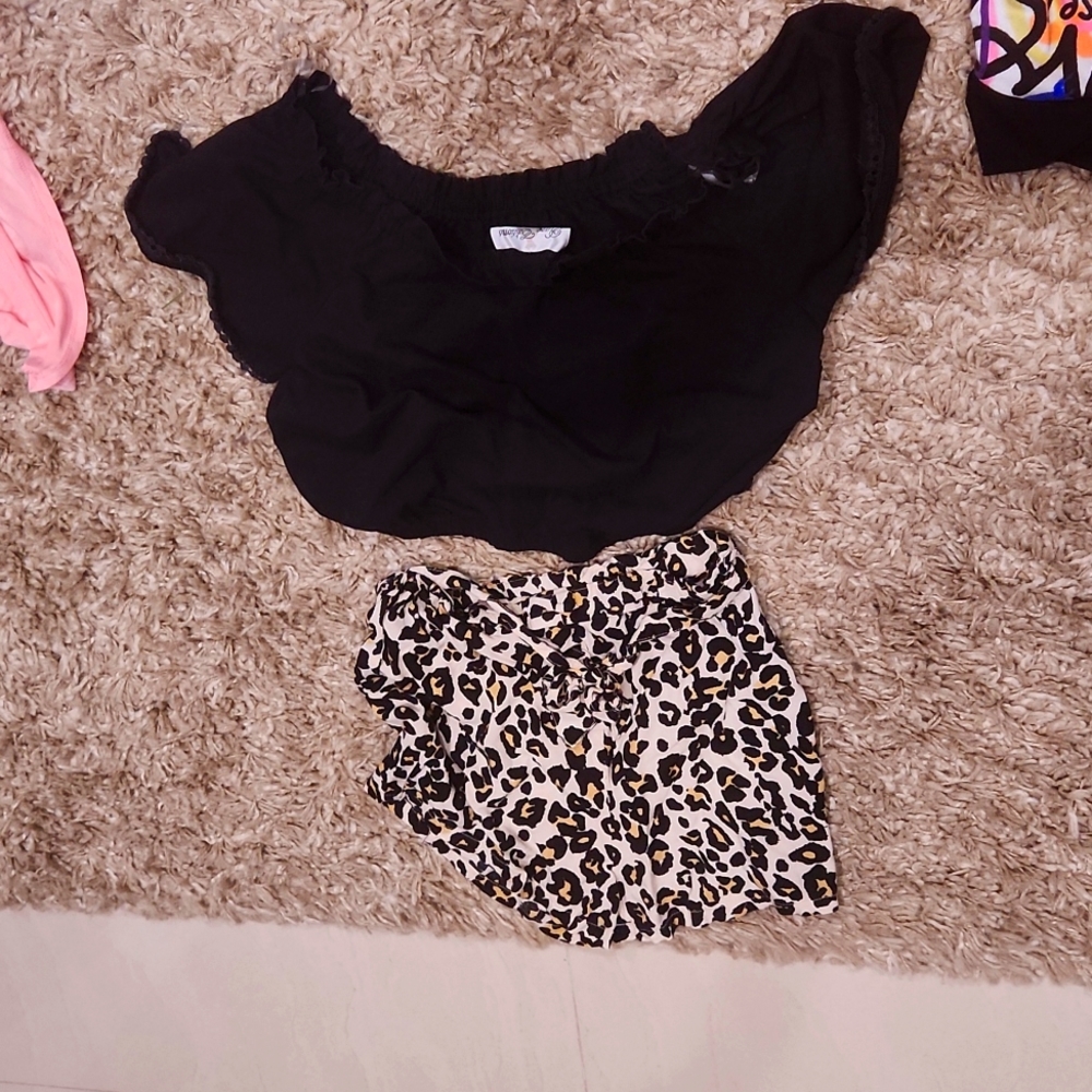 Rare editions leopard shorts and top